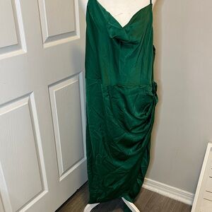SHEIN Emerald Green Satin Cowl Slip Maxi Dress